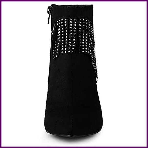 Fringe Rhinestone Stiletto Ankle Boots, Faux Suede, 3 1/7" Heel - Picture 5 of 8